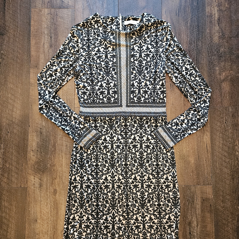 Tory Burch Black and White Long Sleeve Dress